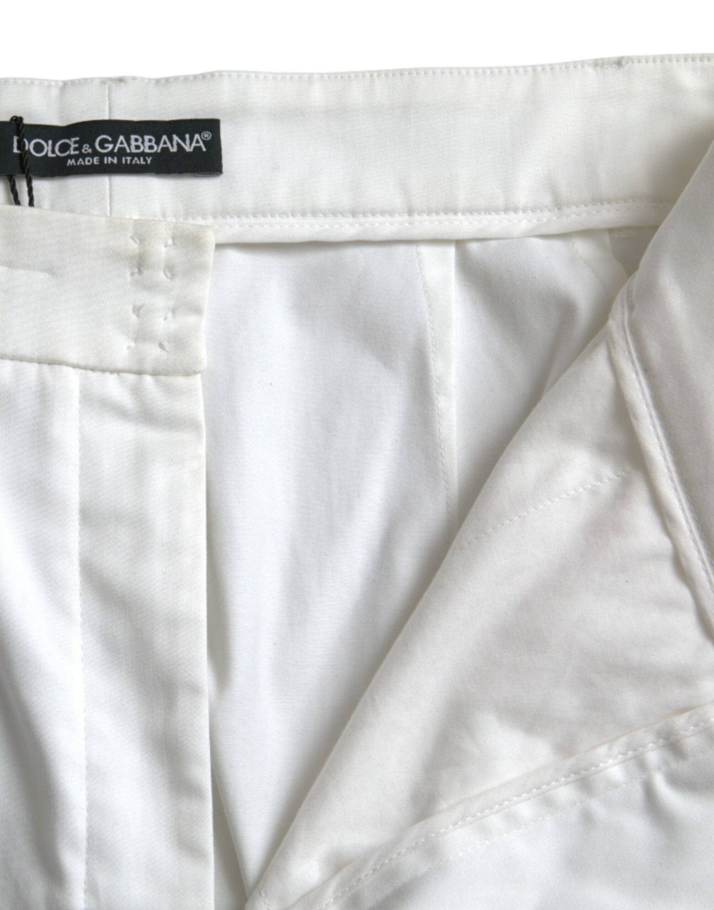 Dolce & Gabbana White High Waist Cotton Hot Pants
