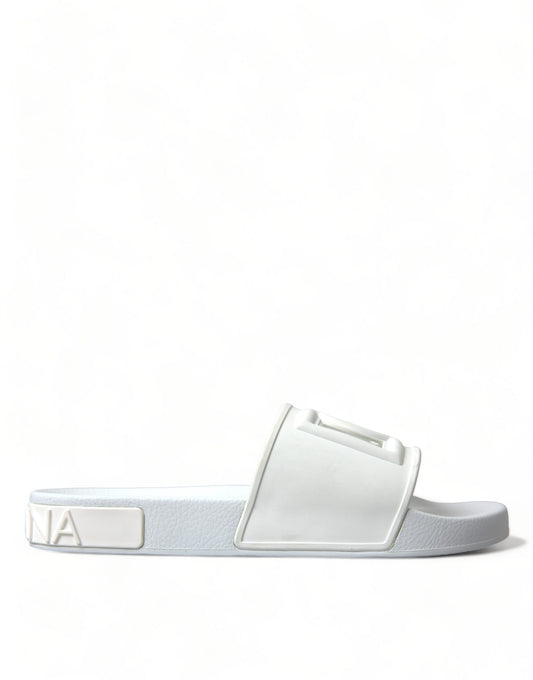 Dolce & Gabbana Chic White Logo Slide Sandals