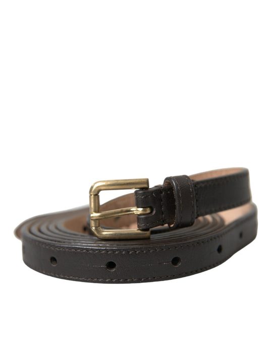 Dolce & Gabbana Elegant Dark Brown Leather Waist Belt
