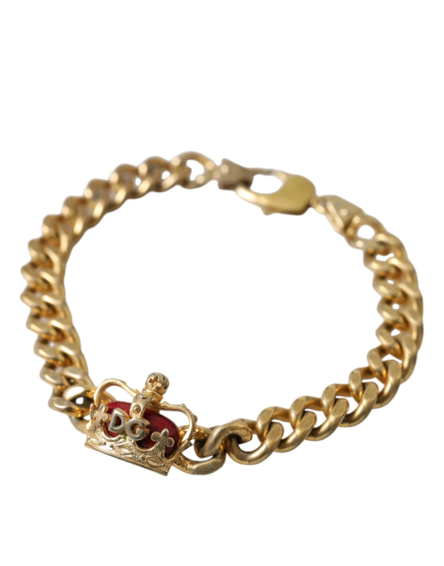 Dolce & Gabbana Opulent Gold-Tone Chain Bracelet with Red Accents