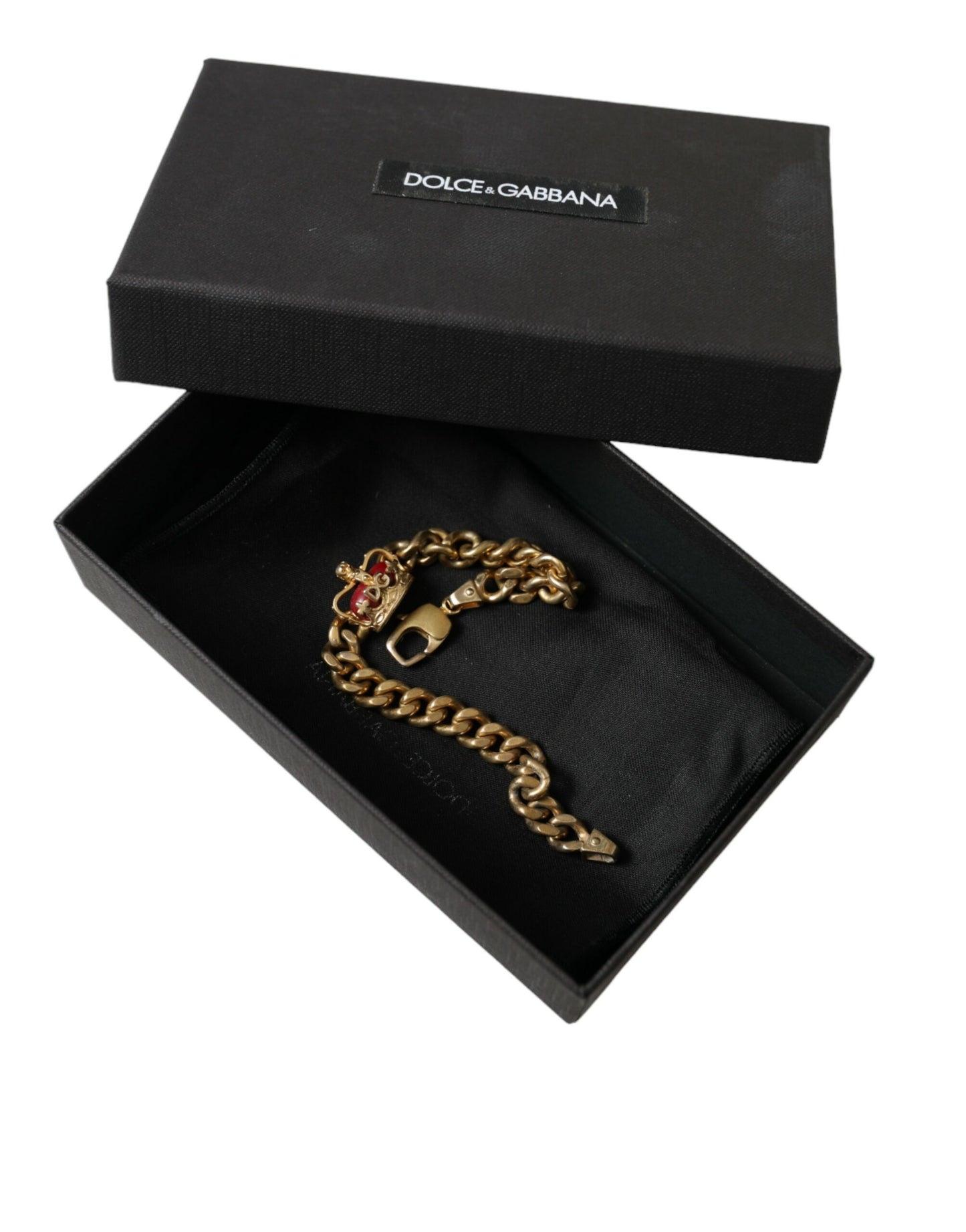 Dolce & Gabbana Opulent Gold-Tone Chain Bracelet with Red Accents