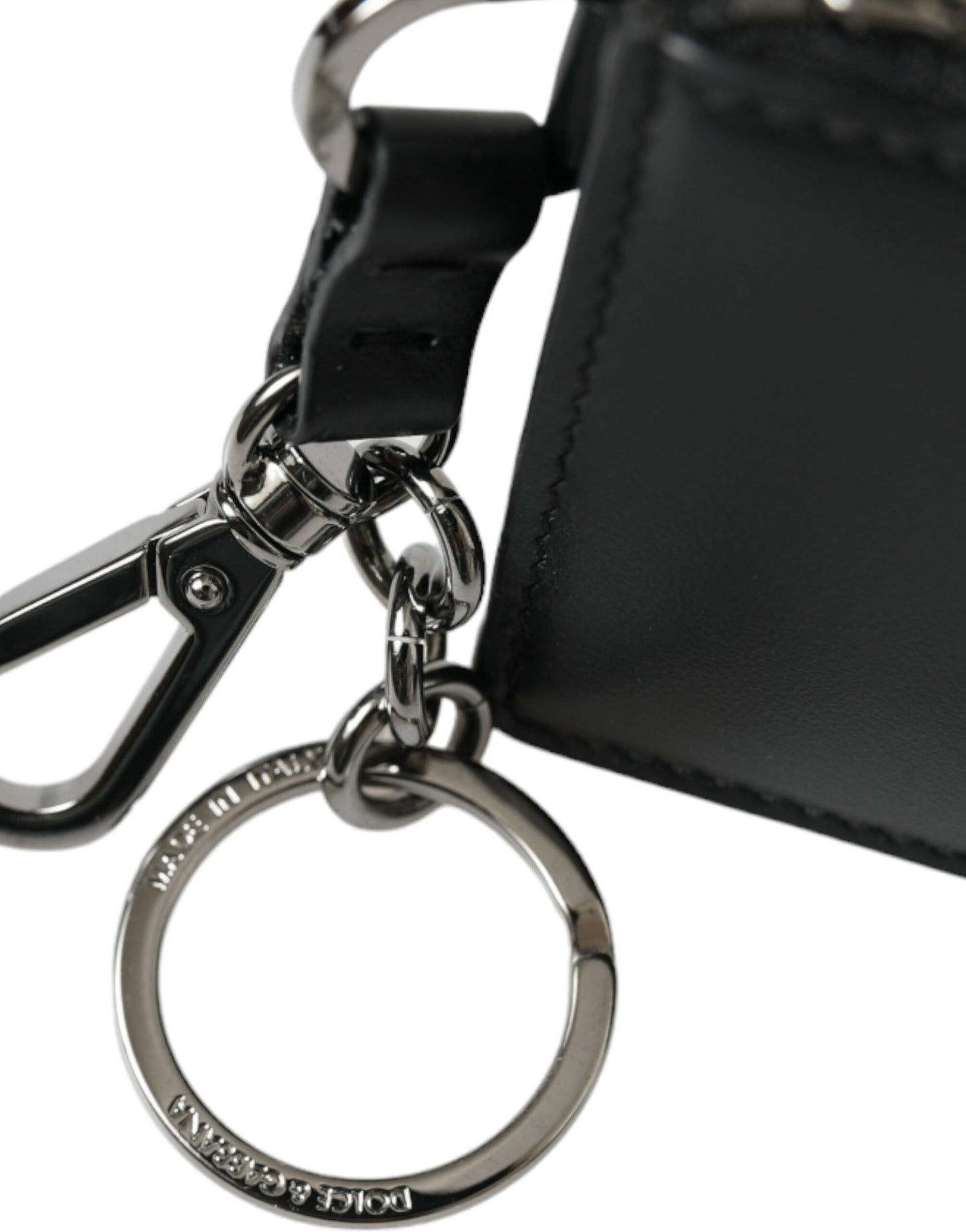 Dolce & Gabbana Black Leather Zip Logo Strap Multi Kit Airpod Case