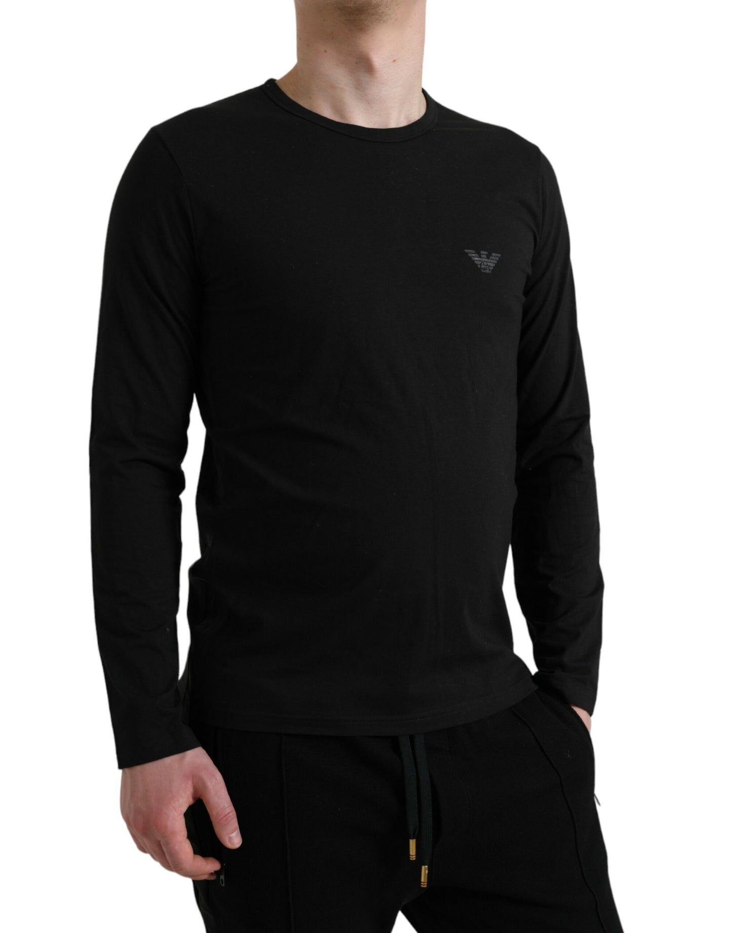 Emporio Armani Black Logo Long Sleeves Underwear Pullover Sweater