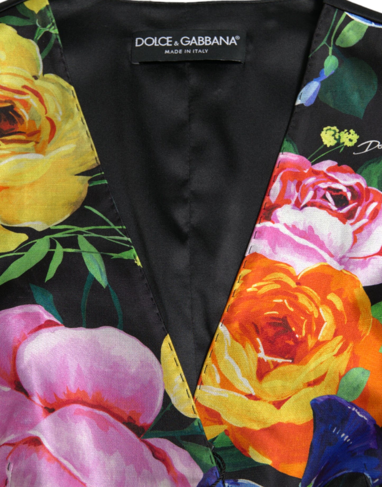 Dolce & Gabbana Floral Silk Blend Sleeveless Waistcoat