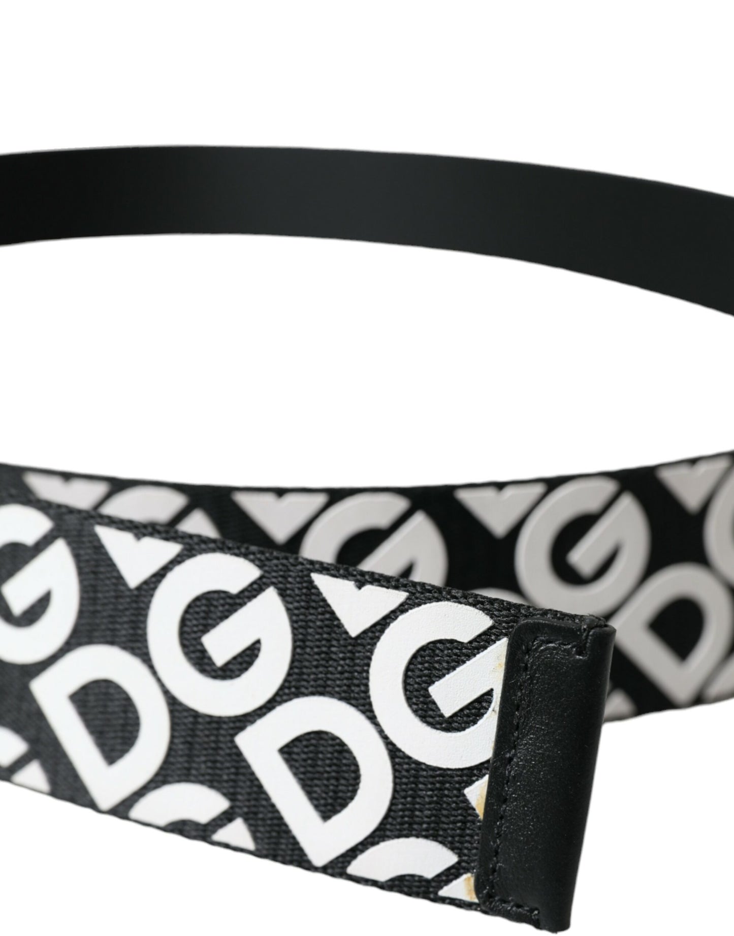 Dolce & Gabbana Black Leather Silver Buckle Canvas Belt