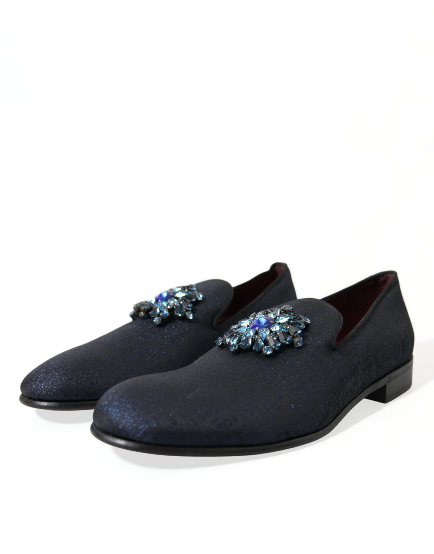 Dolce & Gabbana Elegant Blue Lurex Loafers with Crystal Accents