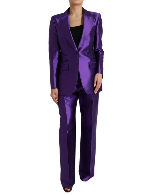 Dolce & Gabbana Elegant Purple Silk Single Breasted Suit