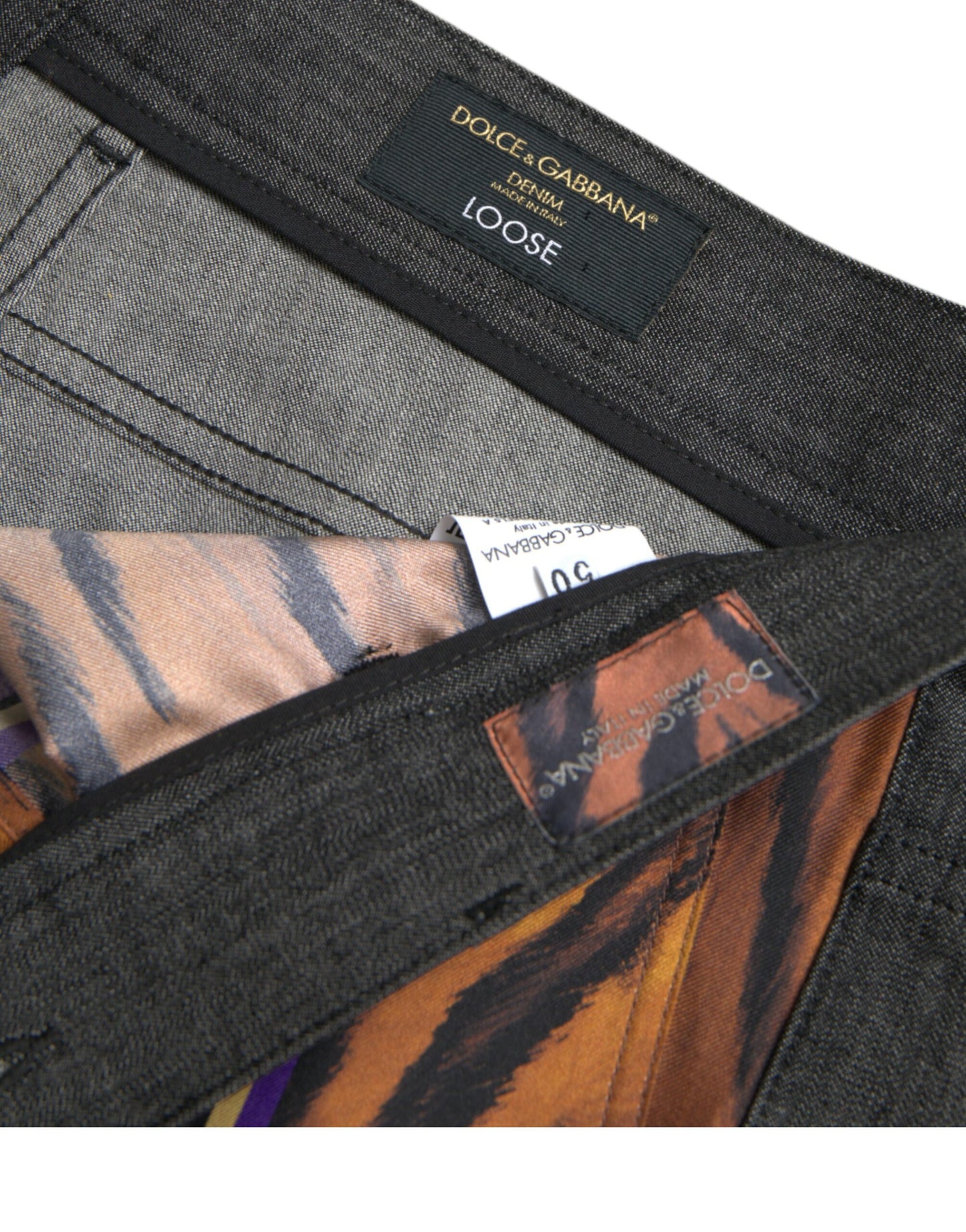 Dolce & Gabbana Multicolor Tiger Leopard Cotton Loose Tapered Pants