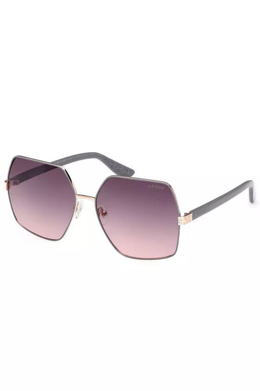 Guess Jeans Chic Square Metal Sunglasses in Pink