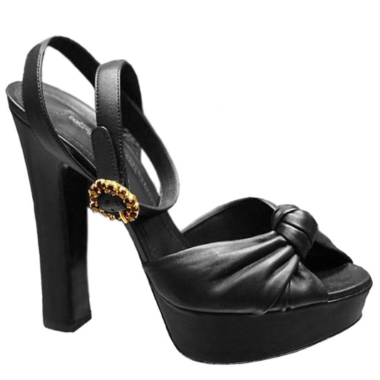 Dolce & Gabbana Elegant Black Lambskin Jewel Sandals