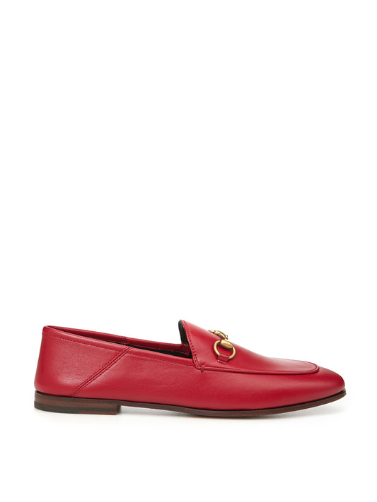 Gucci Elegant Red Leather Flat Loafers