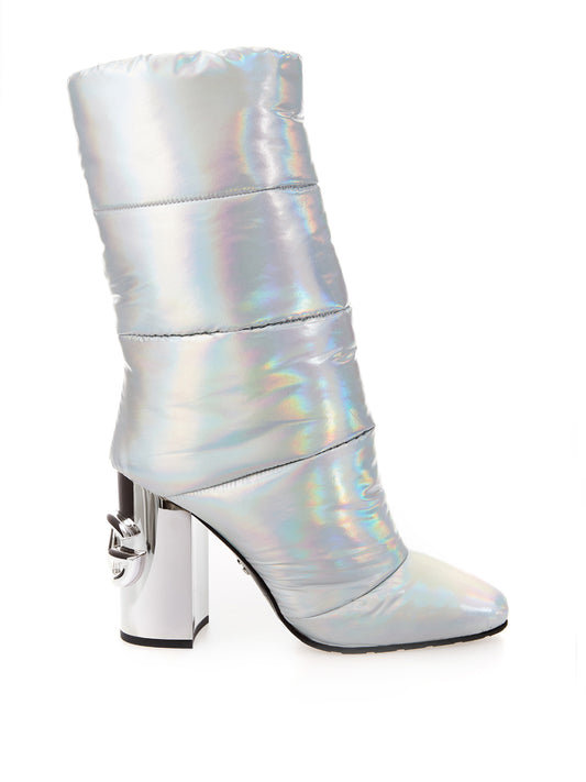 Dolce & Gabbana Silver Quilted Glamour Ankle Boots
