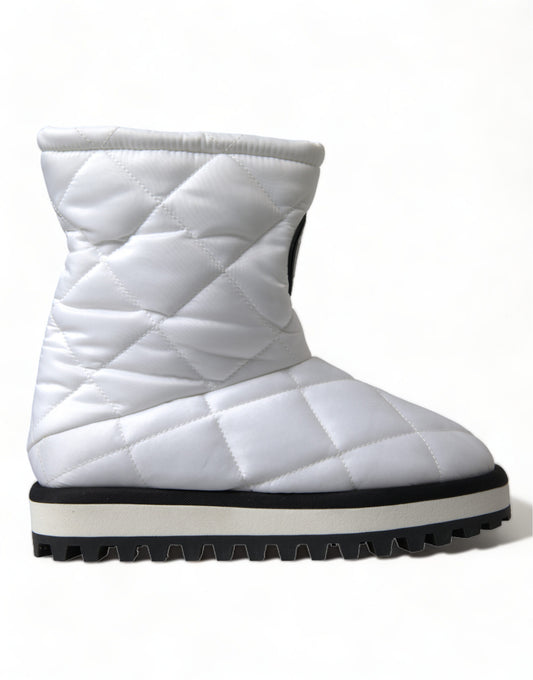 Dolce & Gabbana Elegant White Quilted Mid-Calf Boots