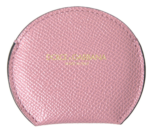 Dolce & Gabbana Elegant Pink Leather Hand Mirror Holder