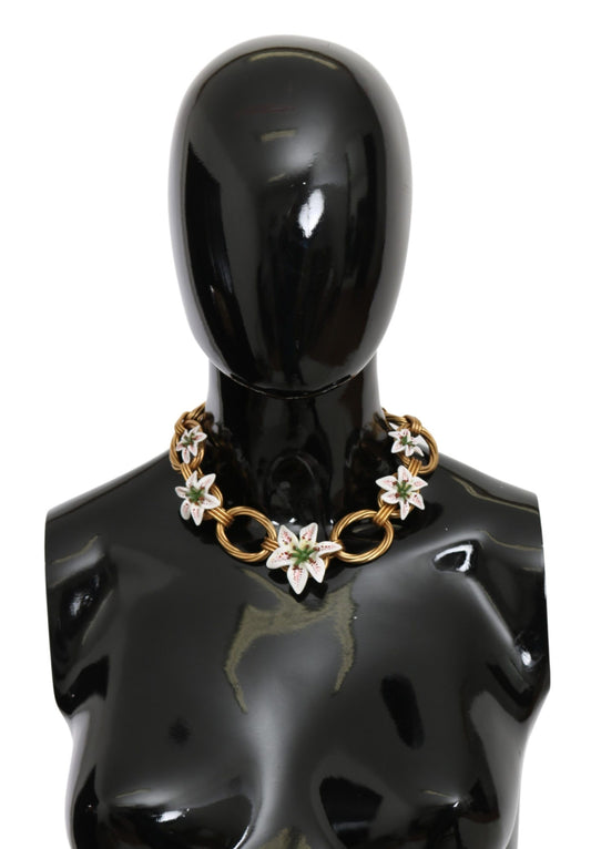 Dolce & Gabbana Luxe Floral Charm Crystal Necklace