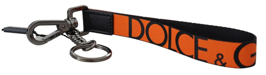 Dolce & Gabbana Chic Orange Keychain with Brass Details