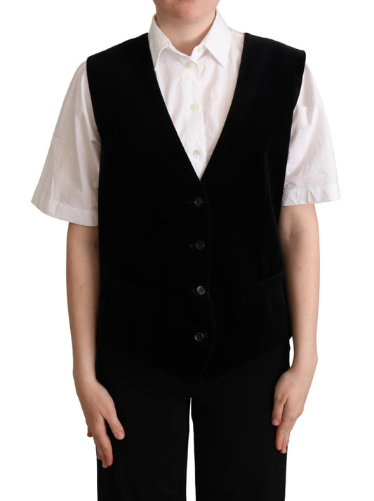 Dolce & Gabbana Elegant Sleeveless Black Leopard Print Vest
