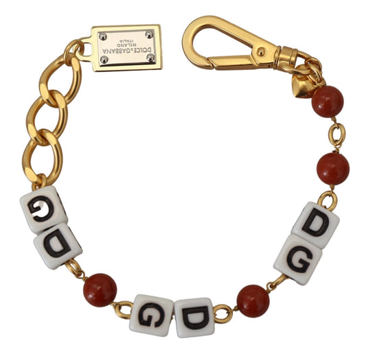 Dolce & Gabbana Elegant Beaded Chain Bracelet with Multicolor Accents