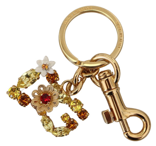 Dolce & Gabbana Elegant Gold-Toned Crystal Keychain