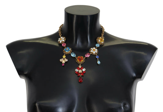 Dolce & Gabbana Elegant Multicolor Crystal Gold Necklace