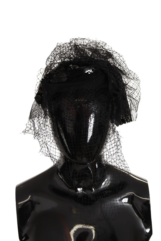 Dolce & Gabbana Elegant Black Silk Studded Diadem Headpiece