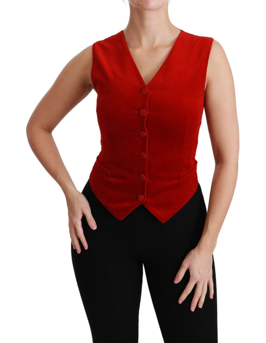 Dolce & Gabbana Elegant Red Sleeveless Silk Blend Vest