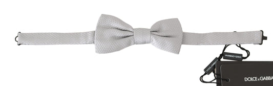 Dolce & Gabbana Elegant Silk Grey Paisley Bow Tie