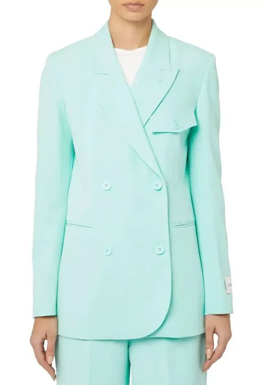 Hinnominate Elegant Double-Breasted Green Jacket