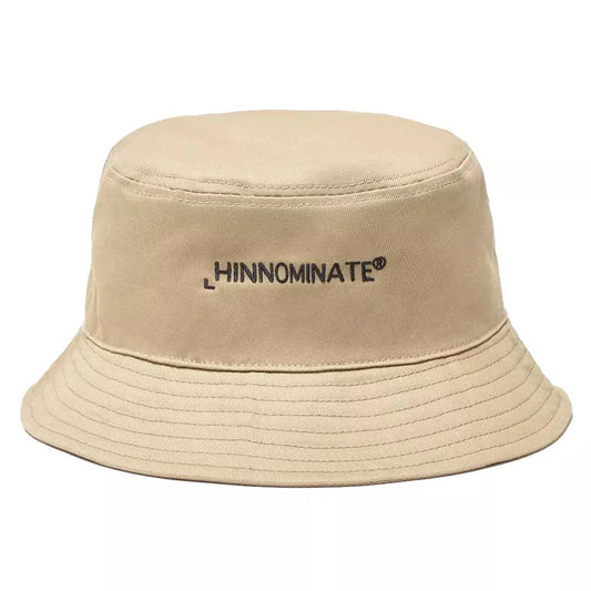 Hinnominate Chic Beige Cotton Bucket Hat with Embroidery