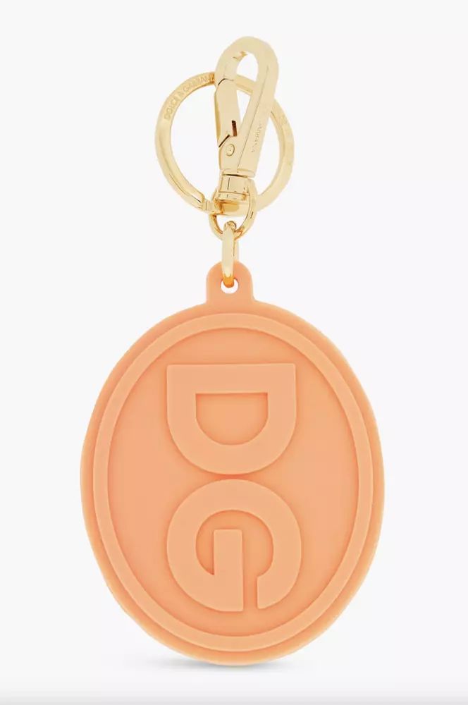 Dolce & Gabbana Elegant Orange Keychain with Gold Hardware