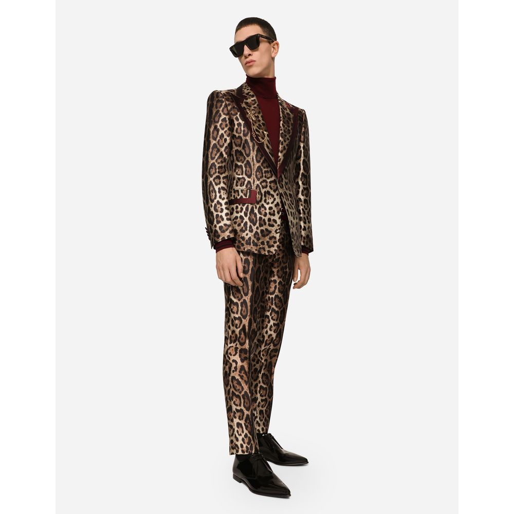 Dolce & Gabbana Elegant Leopard Print Silk Tuxedo Jacket