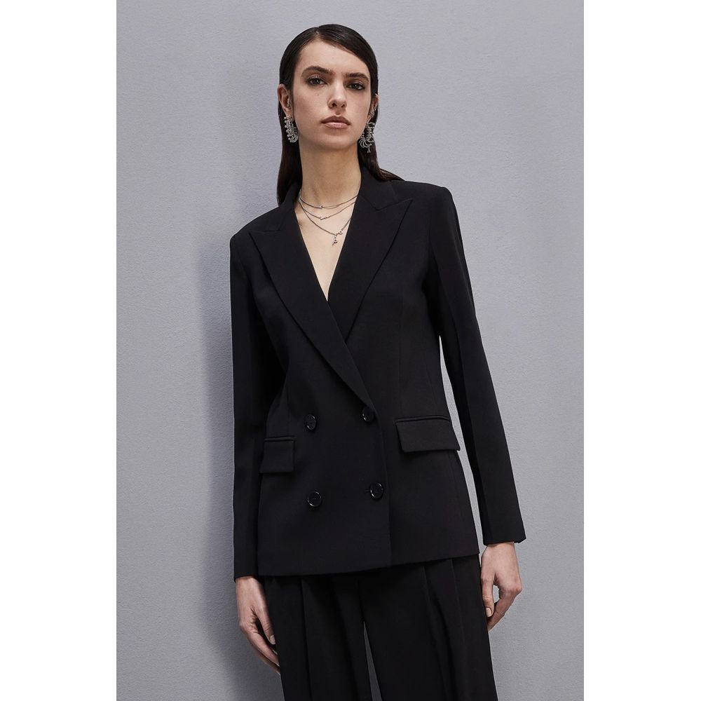Patrizia Pepe Elegant Double-Breasted Black Jacket