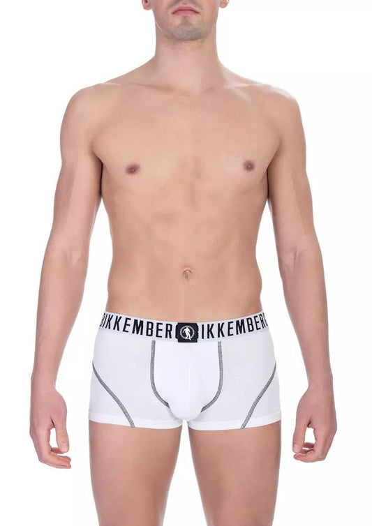 Bikkembergs Elevate Your Essentials with White Cotton Trunk Twin-Pack