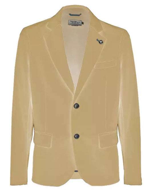 Fred Mello Elegant Beige Cotton Blend Jacket