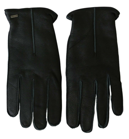 Dolce & Gabbana Elegant Black Leather Biker Gloves