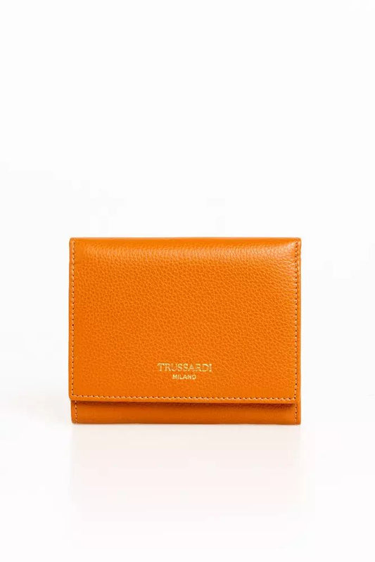 Trussardi Elegant Beige Leather Mini Wallet