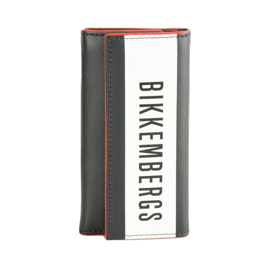 Bikkembergs Sleek Black Leather Card Holder with Zip Pocket