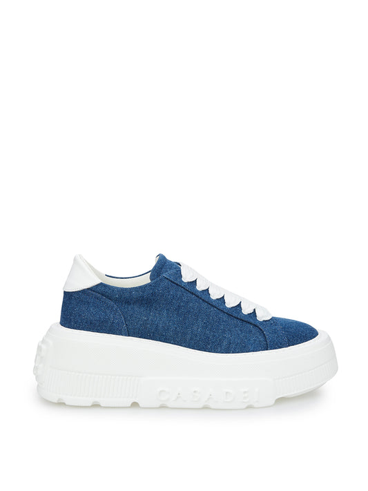 Casadei Elevate Your Style with Chic Denim Platform Sneakers