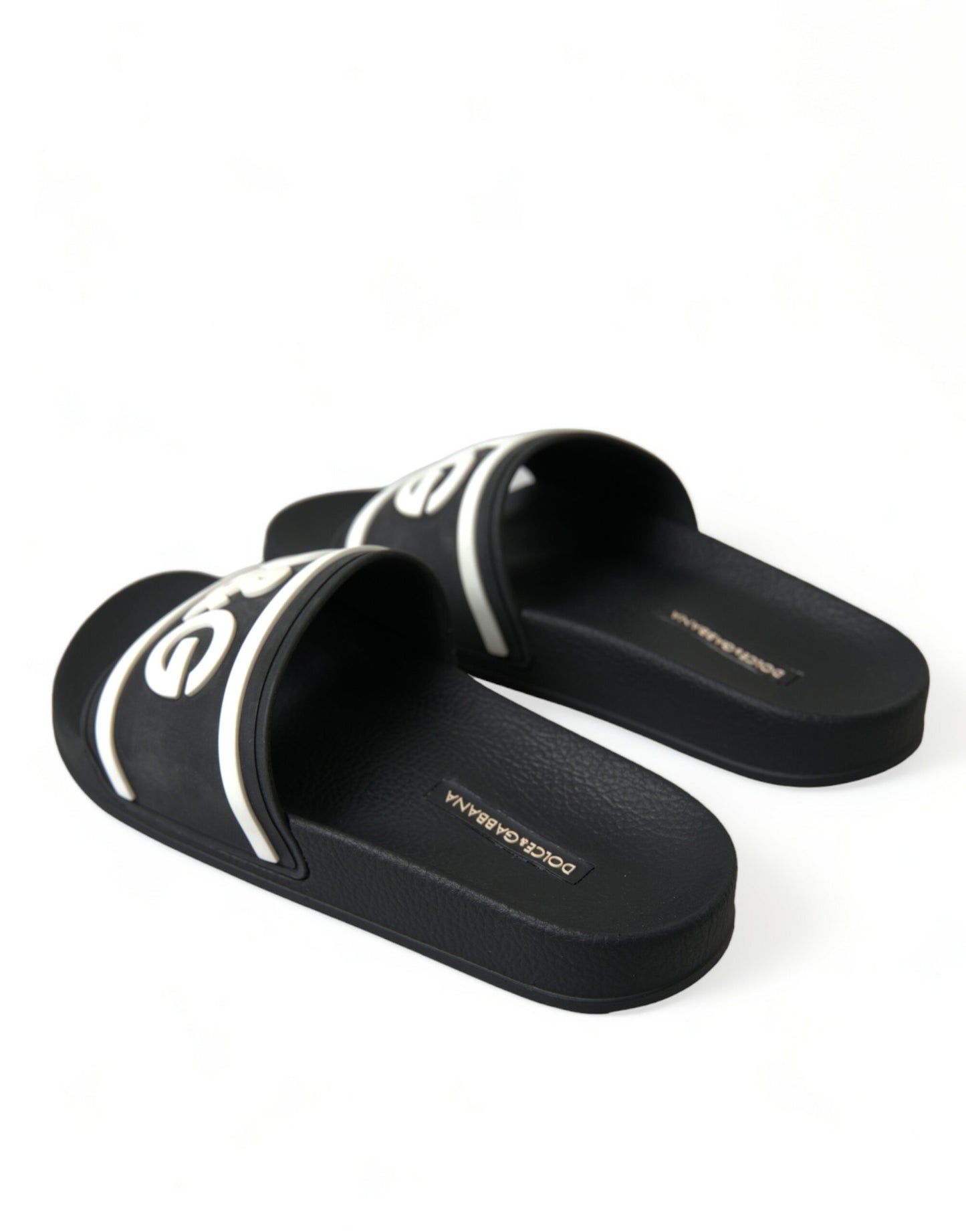 Dolce & Gabbana Chic Black Logo Embossed Rubber Slides