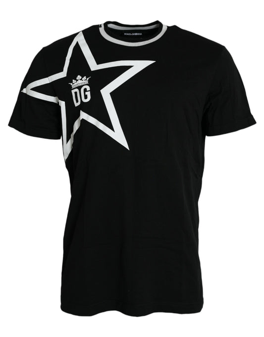 Dolce & Gabbana Black Logo Star Cotton Crew Neck T-shirt