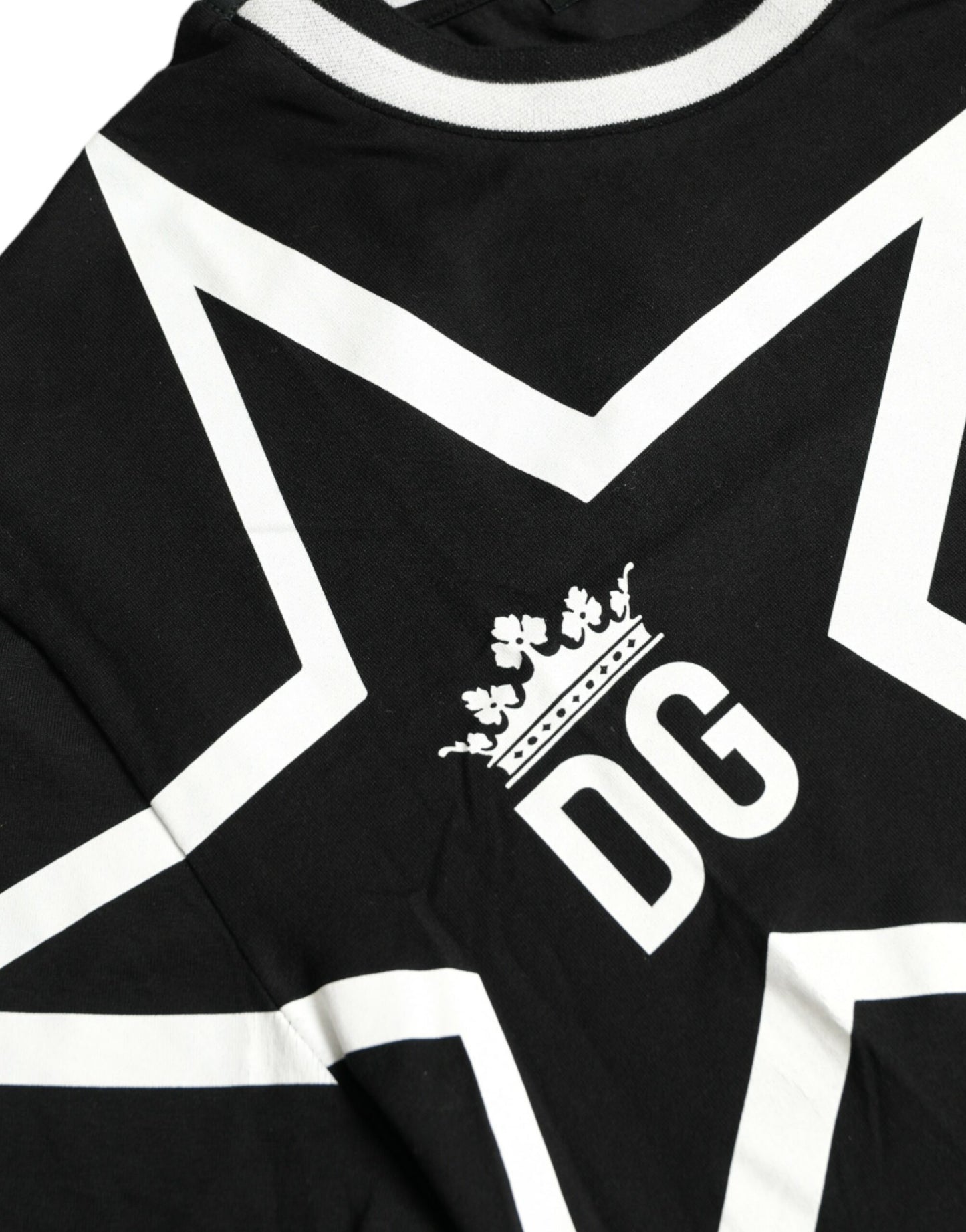 Dolce & Gabbana Black Logo Star Cotton Crew Neck T-shirt