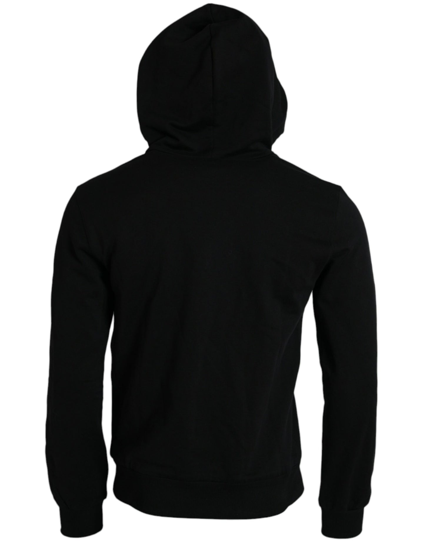 Dolce & Gabbana Black Cotton Hooded Pullover Sweater