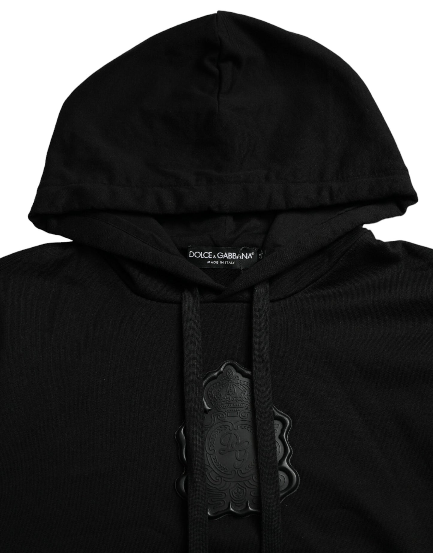 Dolce & Gabbana Black Cotton Hooded Pullover Sweater