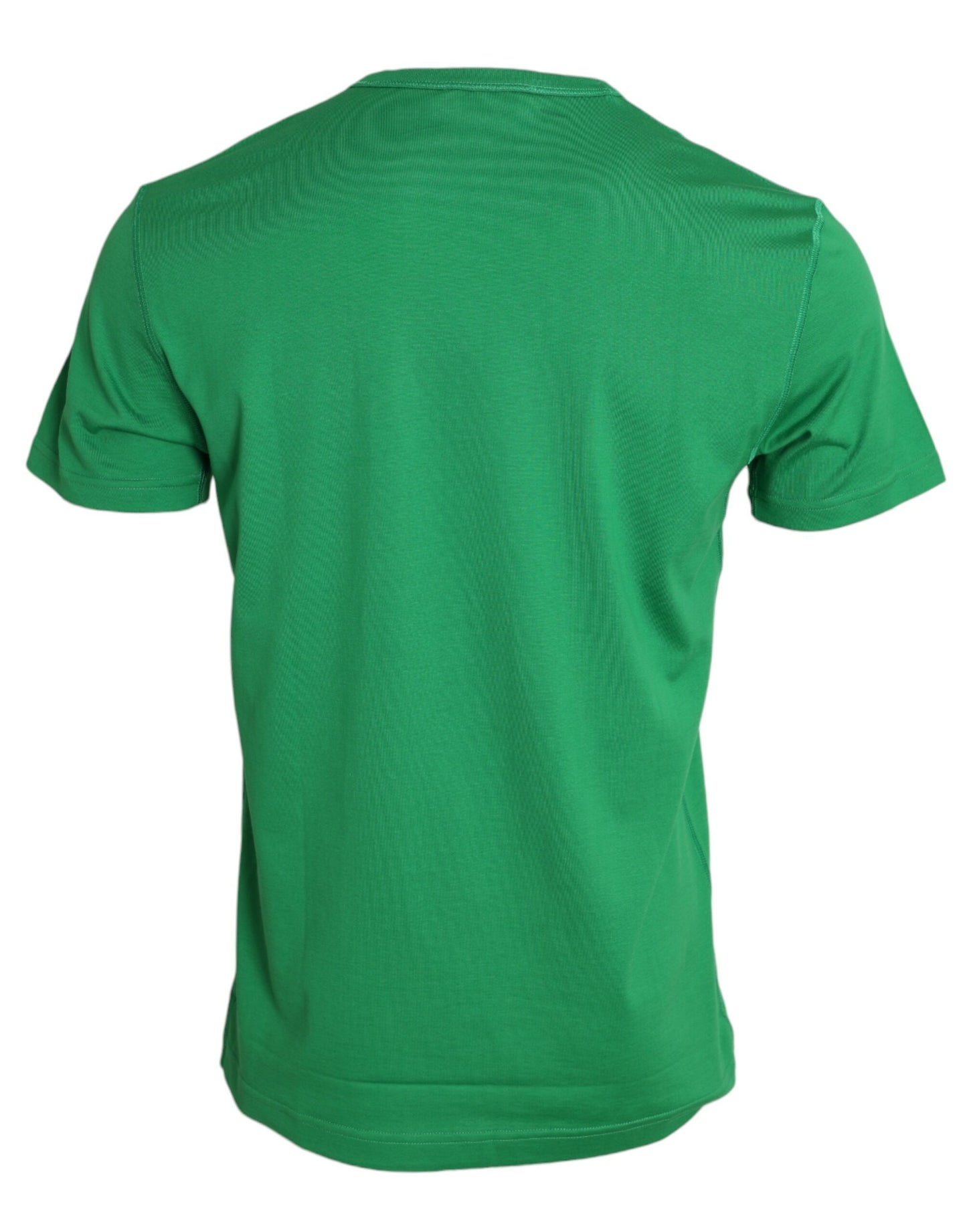 Dolce & Gabbana Green Logo Patch Cotton Crew Neck T-shirt