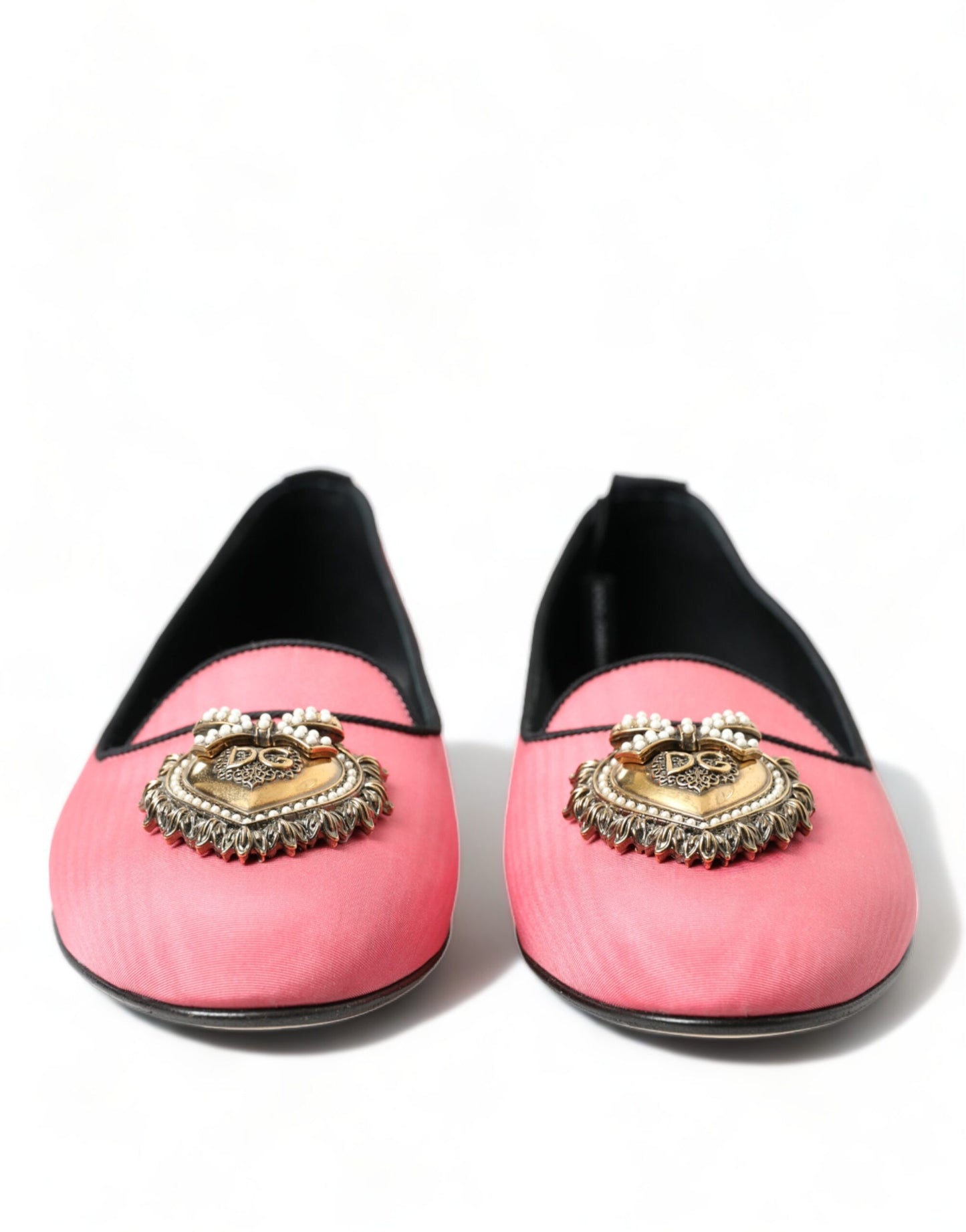 Dolce & Gabbana Elegant Moiré Audrey Slippers with Bejeweled Heart