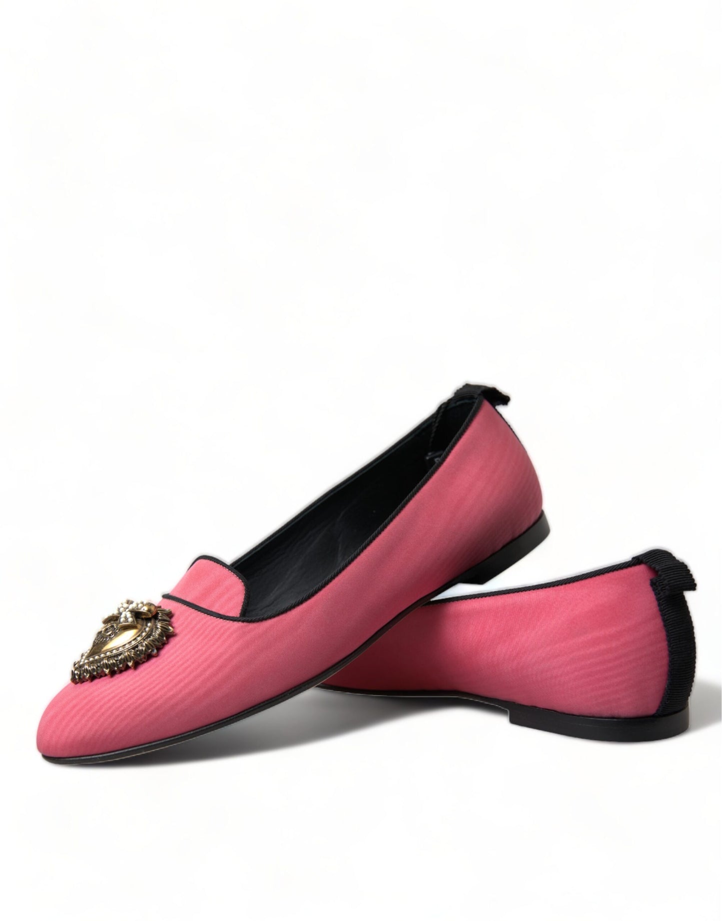Dolce & Gabbana Elegant Moiré Audrey Slippers with Bejeweled Heart