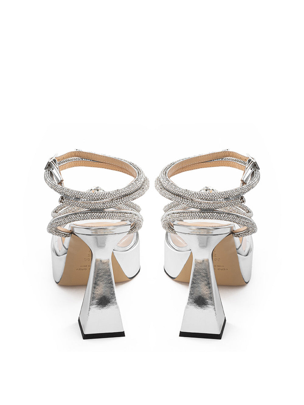 MACH & MACH Elegant Silver Double Bow Platform Sandals