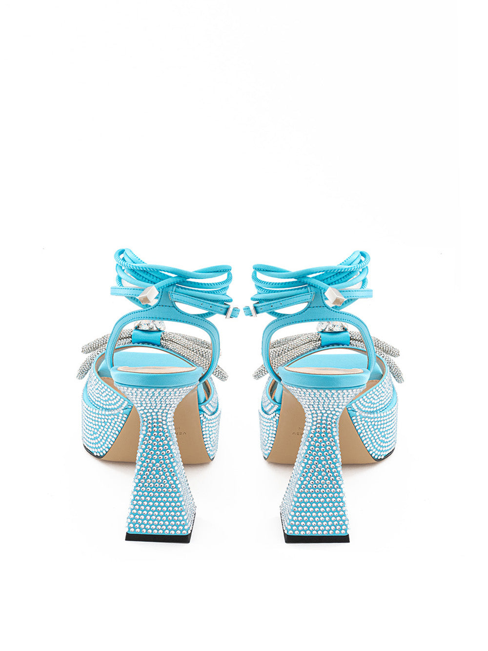 MACH & MACH Elegant Light Blue Crystal Bow Sandals