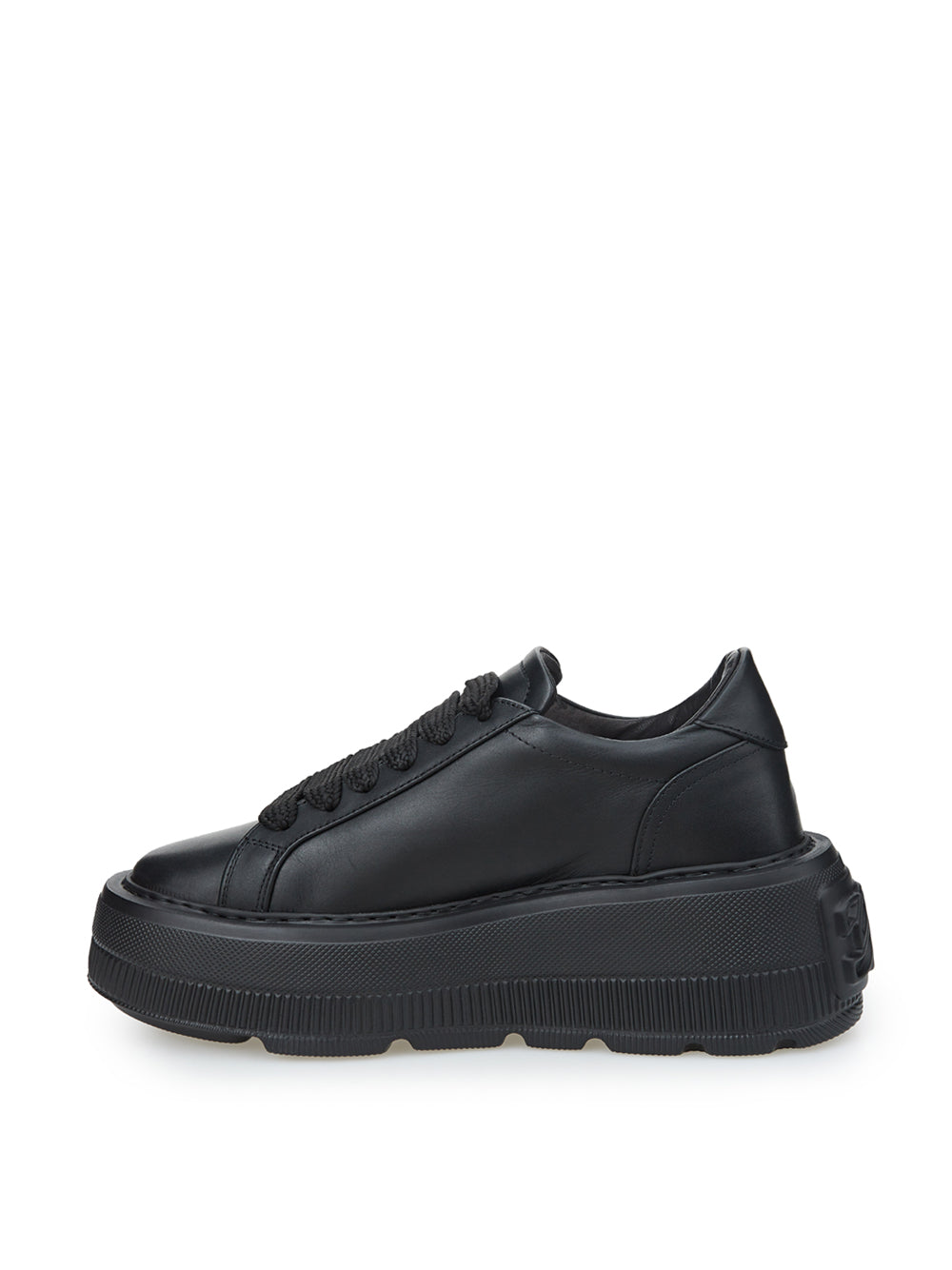 Casadei Elevate Your Style: Black Leather Maxi Platform Sneakers