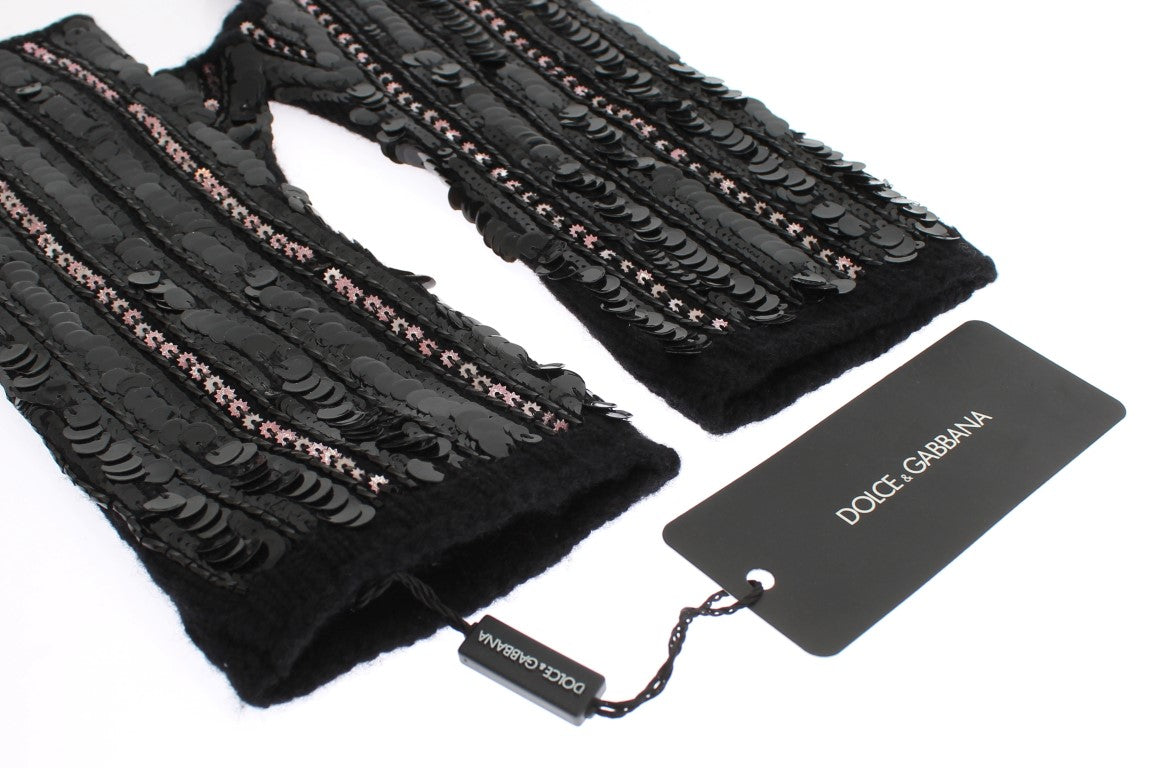 Dolce & Gabbana Sequined Cashmere Fingerless Gloves